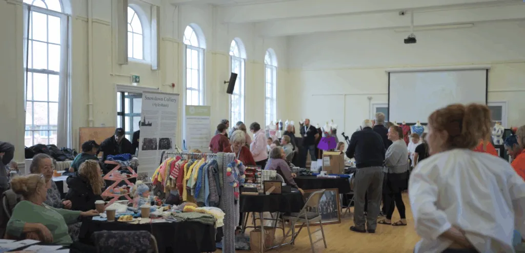 Handmade crafts and community event at Aylesham Community Trust Snowdown Colliery hall for local residents and visitors.